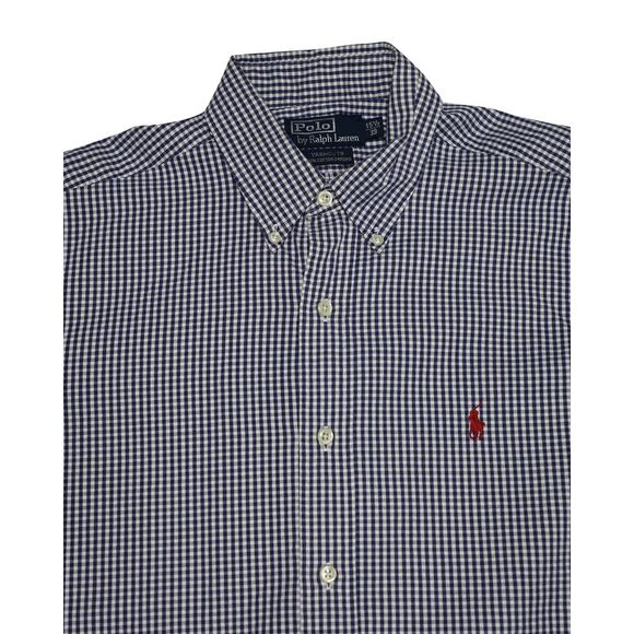 Pre Loved Ralph Lauren Vintage Gingham Check Long Sleeve Shirt Men blue Shirts - Picture 5 of 8